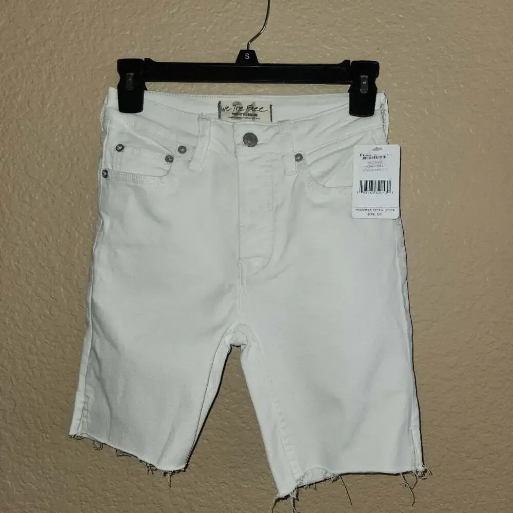 We The Free Free People Womens White Denim Shorts Size 24 NWT